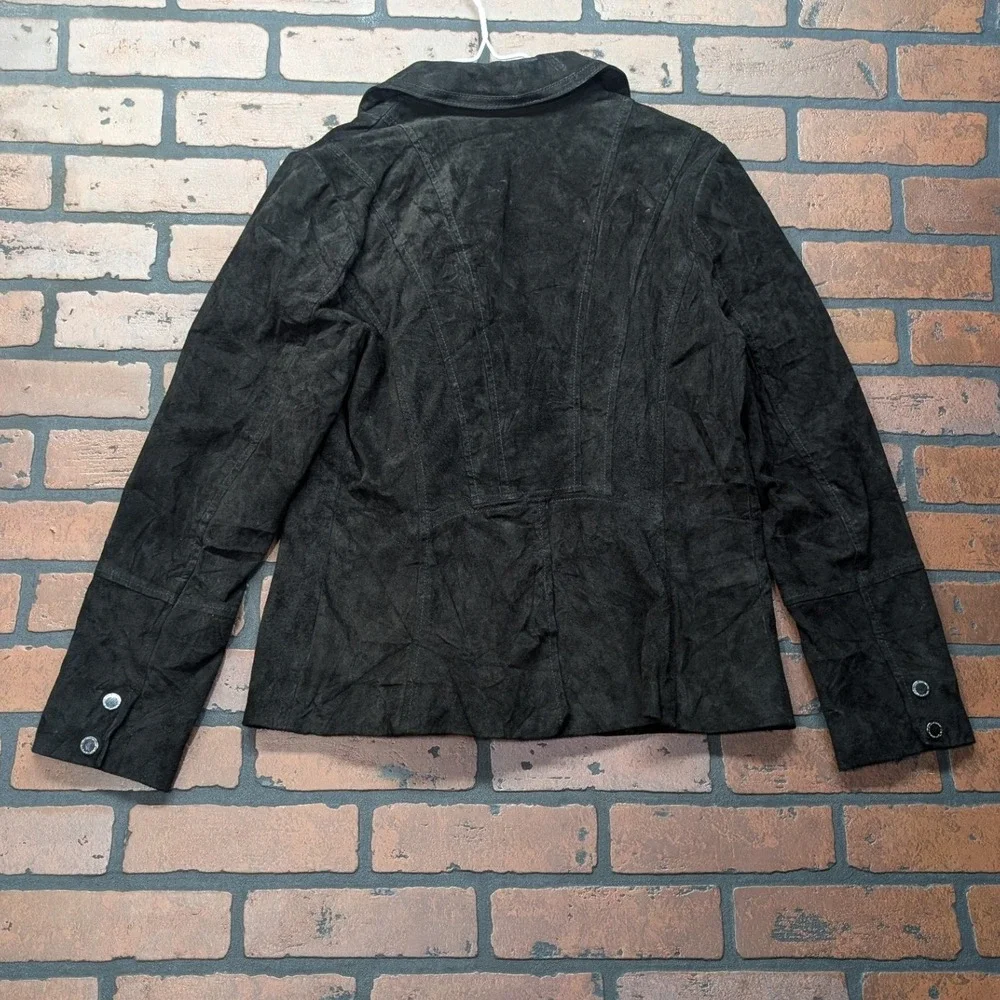 Isaac Mizrahi‎ Live Genuine Black Suede Leather Moto Jacket Asymmetricalic W-6